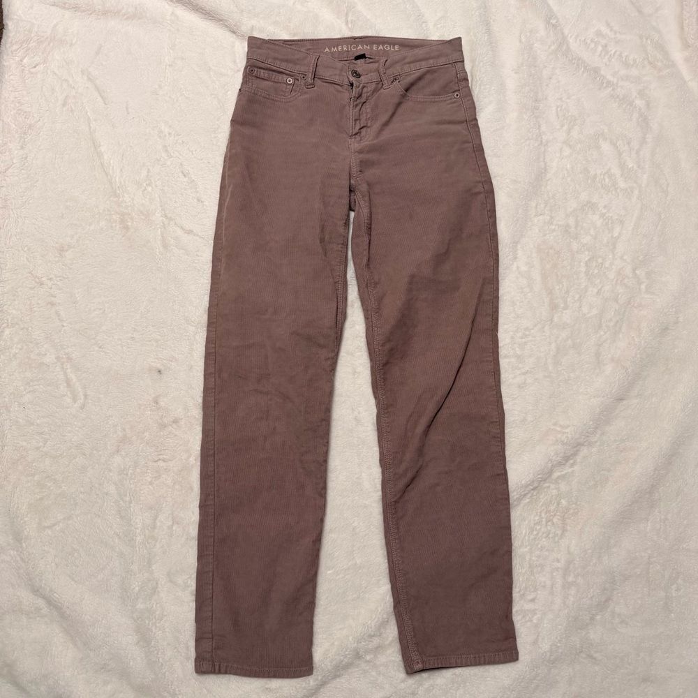 American Eagle 90s Straight Corduroy Pants Mauve Dusty Rose Stretch Size 0